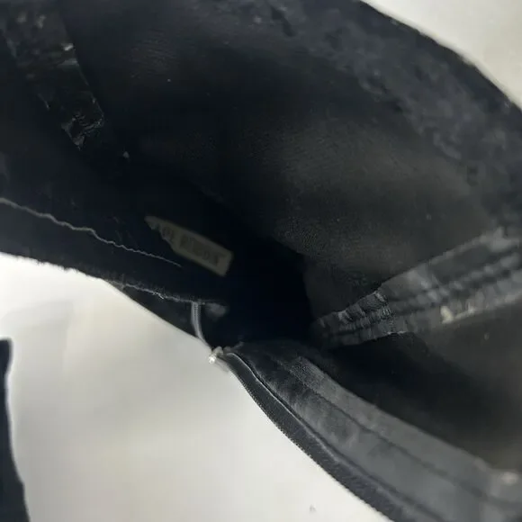 Cape Robbin Velvet Mid Calf Booties Block Heel Boots Black Womens 7 - Picture 8 of 9